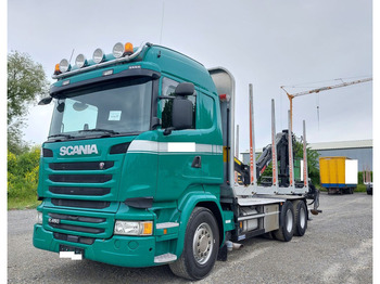 Camião de transporte de madeira Scania R450 Holz Kran 6x4 Loglift F96S 79