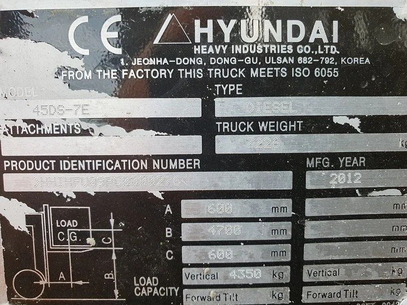 Empilhadeira Hyundai 45DS.7E 7 ton 45DS.7E: foto 13