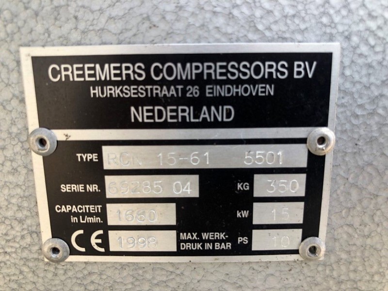 Compressor de ar Creemers RCN 15-61 15 kW 1660 Liter/min 15 bar schroefcompressor: foto 4