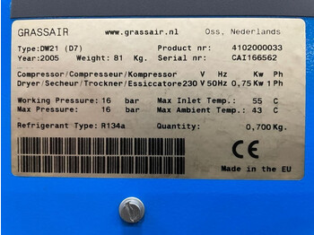 Compressor de ar Grassair DW 21 Luchtdroger 3600 L / min 16 Bar Air Dryer: foto 3
