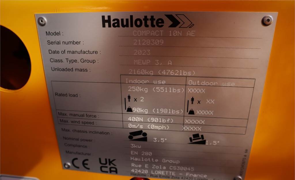 Plataforma de Tijera/ Plataforma de tesoura Haulotte COMPACT 10N Valid Iinspection, *Guarantee! 10m Wo: foto 6