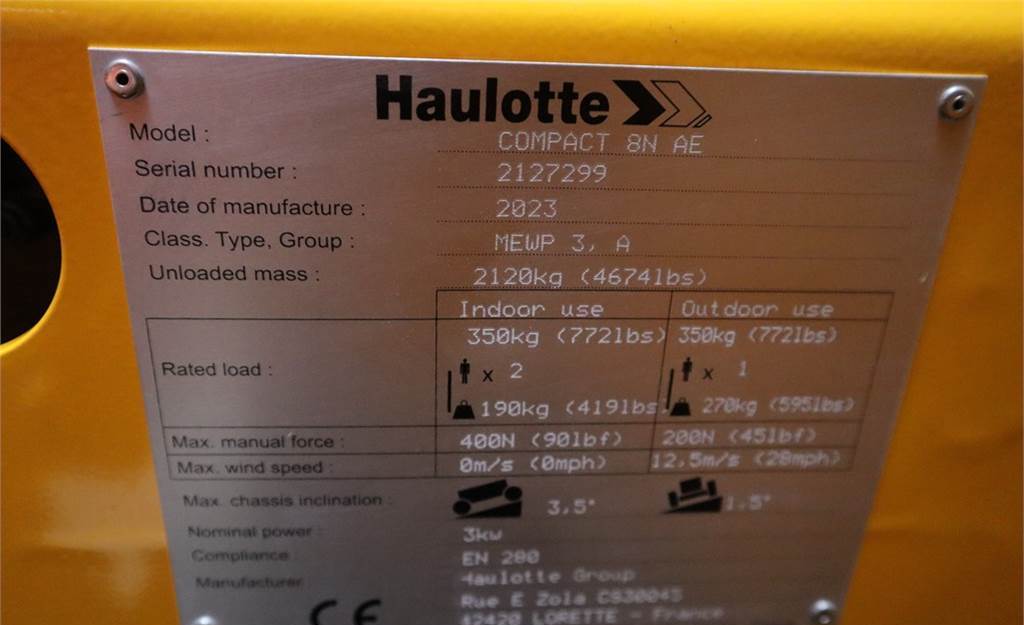 Plataforma de Tijera/ Plataforma de tesoura Haulotte Compact 8N Valid inspection, *Guarantee! 8m Workin: foto 15