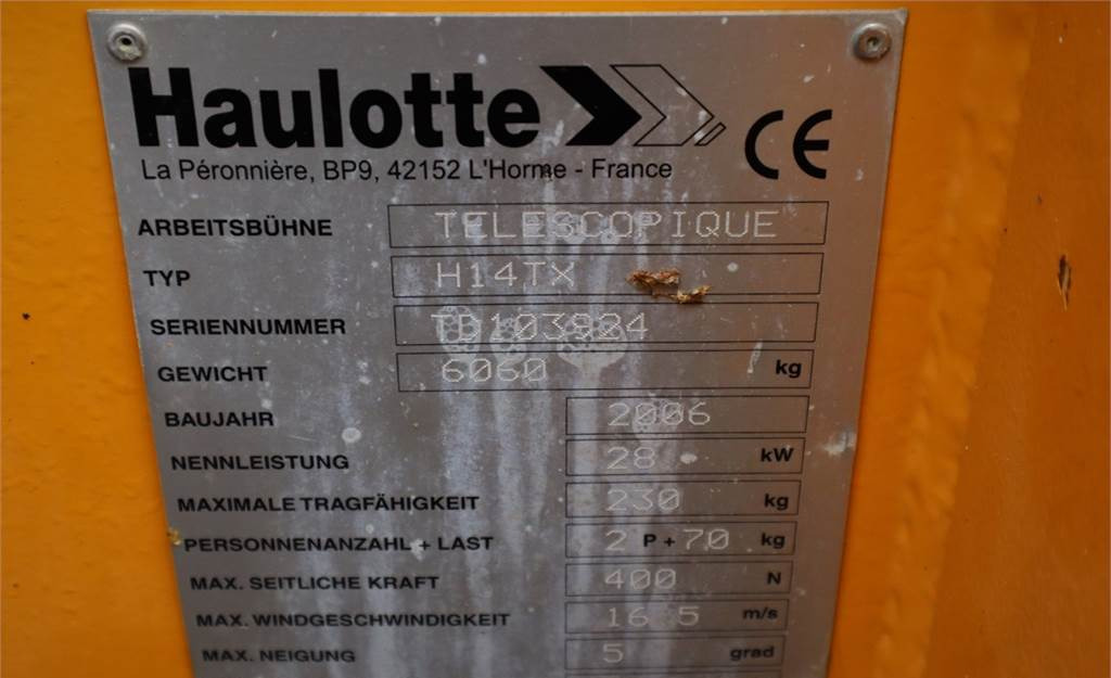 Leasing de Haulotte H14TX Diesel, 4x4 Drive, 14,07m Working Height, 10  Haulotte H14TX Diesel, 4x4 Drive, 14,07m Working Height, 10: foto 6