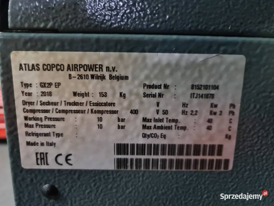 Compressor de ar Kompresor śrubowy  ATLAS COPCO GX2 2,2 kw: foto 6