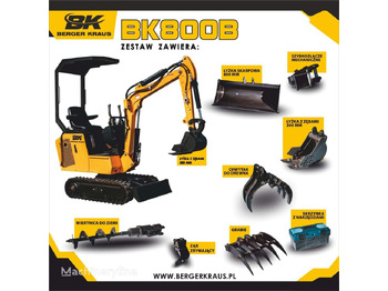 Berger Kraus Mini Excavator BK800B with FULL equipment - Mini escavadeira