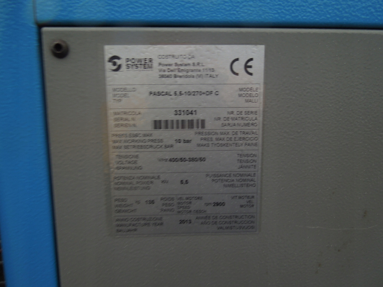 Compressor de ar POWER SYSTEM PASCAL 5,5-10/27: foto 3