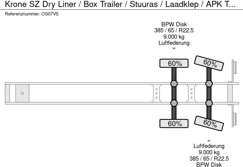 Semi-reboque furgão Krone SZ Dry Liner / Box Trailer / Stuuras / Laadklep / APK TUV 08-24: foto 20