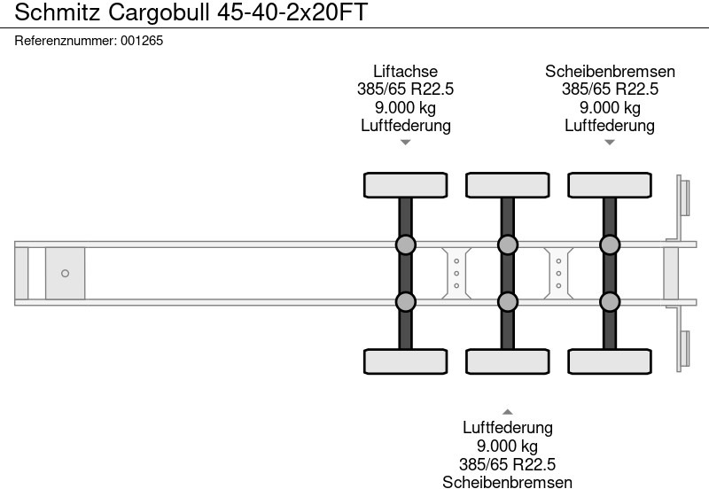 Semi-reboque transportador de contêineres/ Caixa móvel Schmitz Cargobull 45-40-2x20FT: foto 13