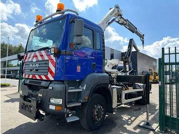 Camião polibenne, Camião grua MAN TGA 18.310 4x4 HOOKLIFT + CRANE PALFINGER PK12000 - RADIO - ROTATOR - STEEL SPRING / HUB REDUCTION - MANUAL ZF - BE TRUCK: foto 3