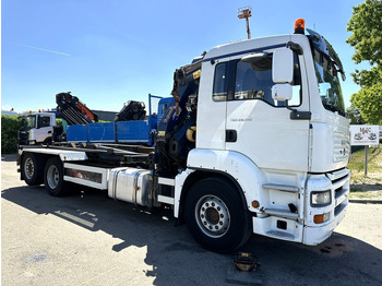 Camião polibenne, Camião grua MAN TGA 26.310 6X2 HOOKLIFT + CRANE COPMA 160.4 + JIB J2 + WINCH - RADIO - LIFT + STEERING AXLE - EURO 3 - BE: foto 2