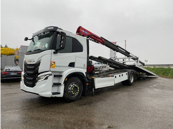 Camião transporte de veículos Iveco S WAY480 /FIAULT PF60 +GRUE HMF endommagée: foto 2