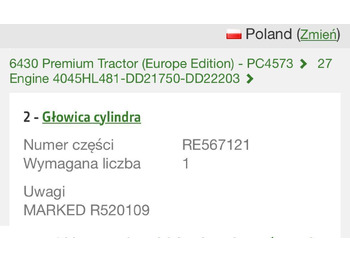 Cabeça do motor por Máquina agrícola John Deere R520109 - Głowica cylindrów: foto 3
