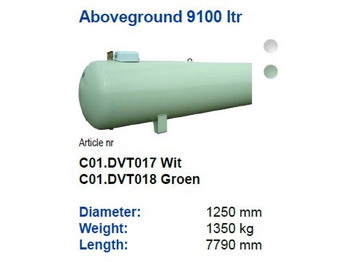 Tanque de combustível por Camião novo De Visser Propaan/Butaan LPG tank 9100 L gastank Propaan/Butaan LPG tank 9100 L (4,55 ton) Gastank Ø 1250 including tank fittings ID 11.10 L: 7790mm, 1350kg option of heating spiral: foto 4