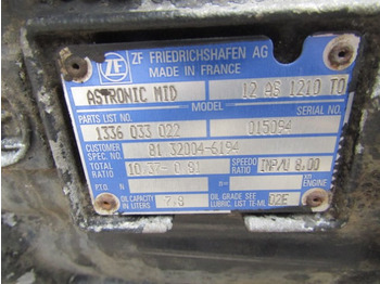 Caixa de velocidade por Camião MAN TGM / TGS ASTRONIC MID 12AS 1210.70 GEARBOX: foto 2