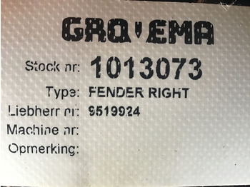 Carroceria e exterior novo Liebherr Fender Right: foto 3