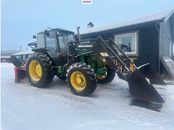 Leasing de  1987 John Deere Power Synchron 2450 4x4 w/ Quicke 4300 front loader, snow blower and gravel bucket. WATCH VIDEO. 1987 John Deere Power Synchron 2450 4x4 w/ Quicke 4300 front loader, snow blower and gravel bucket. WATCH VIDEO.: foto 1