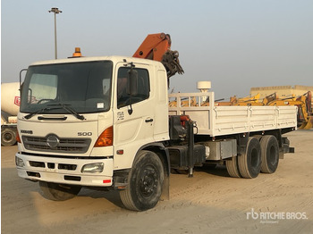 Camião de caixa aberta/ Plataforma, Camião grua 2008 Hino 145 2007 Palfinger K10000 Knuckle B ... Flatbed Truck with Crane: foto 2