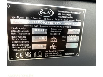 Empilhadeira elétrica Chariot élévateur NEUF BAOLI KBE30N 3T ELECTRIQUE: foto 3