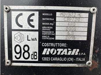 Compressor de ar Rotair MDVN 22 K Kubota 2000 L / min 6.5 Bar Mobiele Diesel Compressor as New !: foto 4