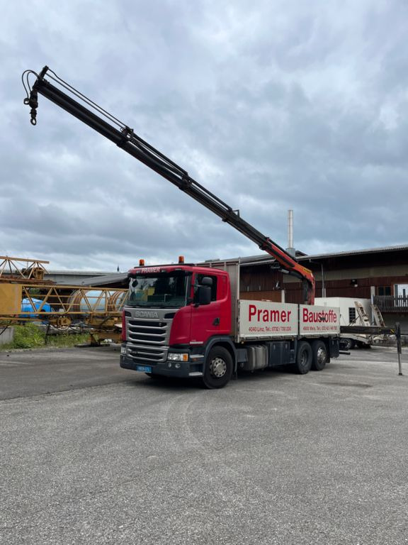 Scania G 410 LG 6x2 Kran Palfinger 20001 - Camião de caixa aberta/ Plataforma, Camião grua: foto 1 Scania G 410 LG 6x2 Kran Palfinger 20001 - Camião de caixa aberta/ Plataforma, Camião grua: foto 1