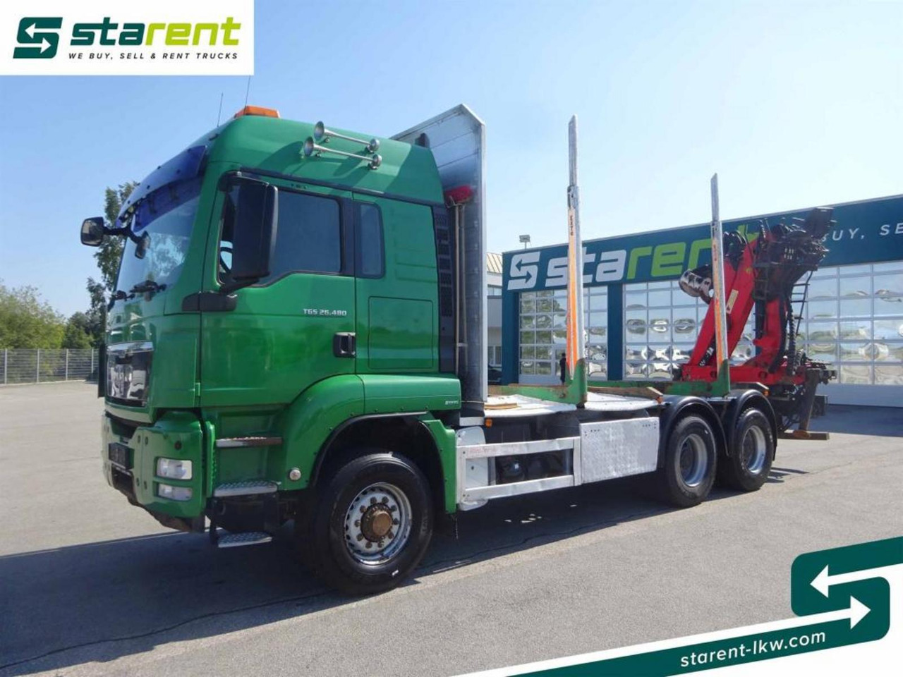 MAN TGS 26.480 6x6 Holzaufbau mit Kran, Palfinger 120Z - Camião de transporte de madeira: foto 1 MAN TGS 26.480 6x6 Holzaufbau mit Kran, Palfinger 120Z - Camião de transporte de madeira: foto 1