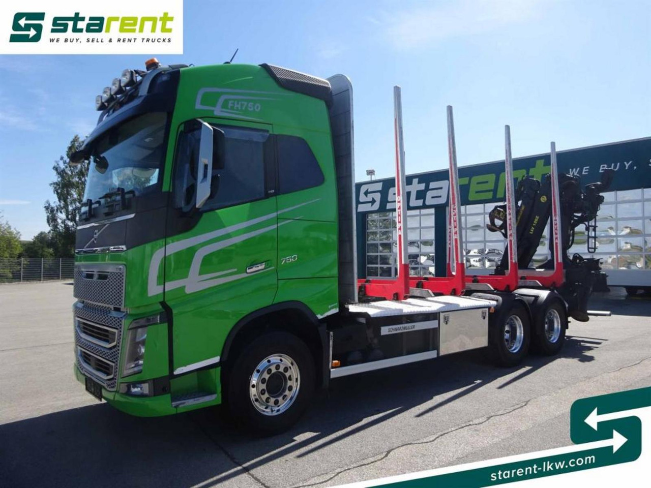 Volvo FH16 750 6x4 Holzaufbau mit Kran (Tajfun LIV120Z) - Camião de transporte de madeira: foto 1 Volvo FH16 750 6x4 Holzaufbau mit Kran (Tajfun LIV120Z) - Camião de transporte de madeira: foto 1