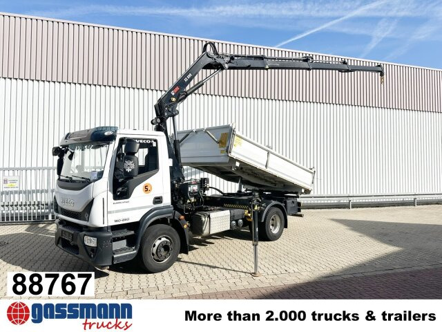 Iveco EuroCargo ML160E28 4x2 mit Kran Hiab XS099E-3 - Camião basculante, Camião grua: foto 1 Iveco EuroCargo ML160E28 4x2 mit Kran Hiab XS099E-3 - Camião basculante, Camião grua: foto 1