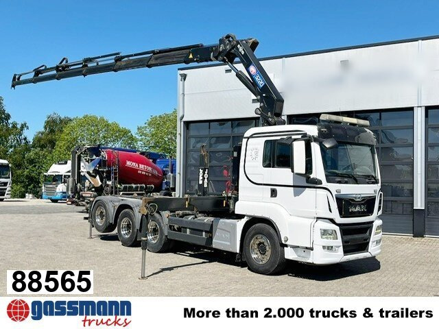 MAN TGS 35.500 8x4-4 BL, Lenk-/Liftachse, Kran HMF - Camião polibenne, Camião grua: foto 1 MAN TGS 35.500 8x4-4 BL, Lenk-/Liftachse, Kran HMF - Camião polibenne, Camião grua: foto 1
