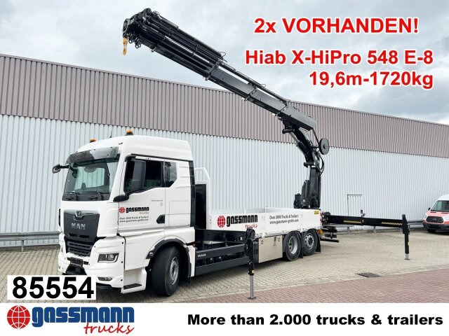 MAN TGX 26.510 6x2-4 LL, Kran Hiab X-HiPro 548 E-8, - Camião de caixa aberta/ Plataforma, Camião grua: foto 1 MAN TGX 26.510 6x2-4 LL, Kran Hiab X-HiPro 548 E-8, - Camião de caixa aberta/ Plataforma, Camião grua: foto 1