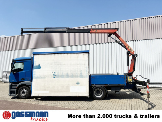 Camião de caixa aberta/ Plataforma, Camião grua Mercedes-Benz Antos 1836 L 4x2, Glastransporter, Heckkran: foto 12