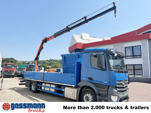Camião de caixa aberta/ Plataforma, Camião grua Mercedes-Benz Antos 1836 L 4x2, Glastransporter, Heckkran: foto 9