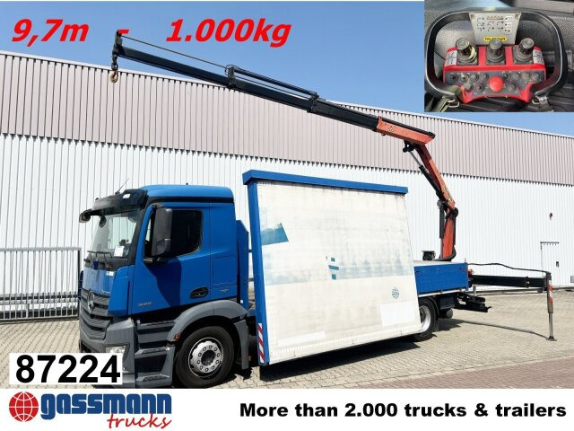 Mercedes-Benz Antos 1836 L 4x2, Glastransporter, Heckkran - Camião de caixa aberta/ Plataforma, Camião grua: foto 1 Mercedes-Benz Antos 1836 L 4x2, Glastransporter, Heckkran - Camião de caixa aberta/ Plataforma, Camião grua: foto 1