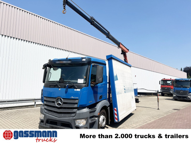 Camião de caixa aberta/ Plataforma, Camião grua Mercedes-Benz Antos 1836 L 4x2, Glastransporter, Heckkran: foto 8