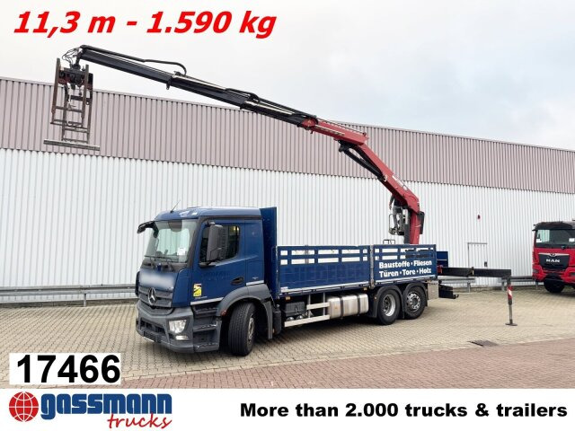 Mercedes-Benz Antos 2540 L 6x2, Lenkachse, HMF 2110-L3 - Camião de caixa aberta/ Plataforma, Camião grua: foto 1 Mercedes-Benz Antos 2540 L 6x2, Lenkachse, HMF 2110-L3 - Camião de caixa aberta/ Plataforma, Camião grua: foto 1