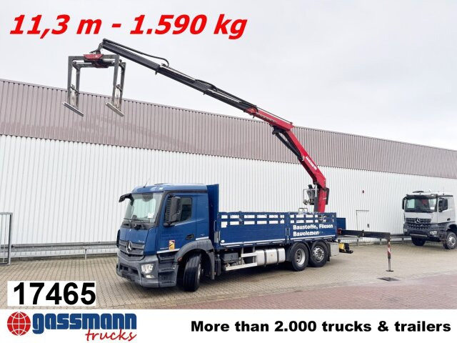 Mercedes-Benz Antos 2540 L 6x2, Lenkachse, HMF 2110-L3 - Camião de caixa aberta/ Plataforma, Camião grua: foto 1 Mercedes-Benz Antos 2540 L 6x2, Lenkachse, HMF 2110-L3 - Camião de caixa aberta/ Plataforma, Camião grua: foto 1