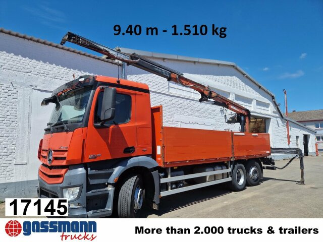 Mercedes-Benz Arocs 2545 L/6x2/4, Atlas Kran, 145.2-A19 VB, - Camião de caixa aberta/ Plataforma, Camião grua: foto 1 Mercedes-Benz Arocs 2545 L/6x2/4, Atlas Kran, 145.2-A19 VB, - Camião de caixa aberta/ Plataforma, Camião grua: foto 1