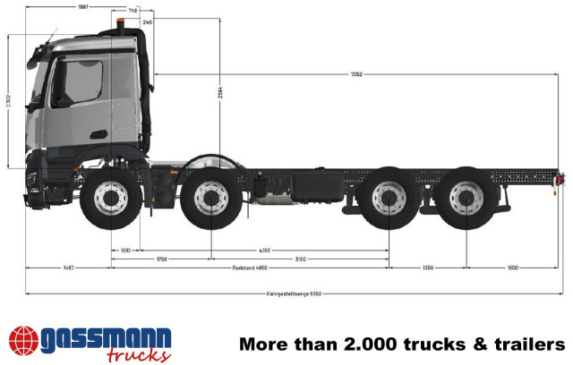 Mercedes-Benz Arocs 3253 L 8x4/4, MultimediaCockpit, Navi, - Camião chassi: foto 5 Mercedes-Benz Arocs 3253 L 8x4/4, MultimediaCockpit, Navi, - Camião chassi: foto 5