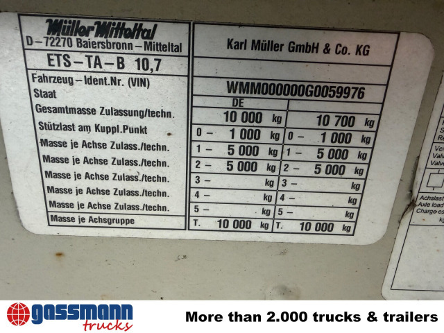 Müller-Mitteltal ETS-TA-B 10,7 - Reboque baixa: foto 3 Müller-Mitteltal ETS-TA-B 10,7 - Reboque baixa: foto 3