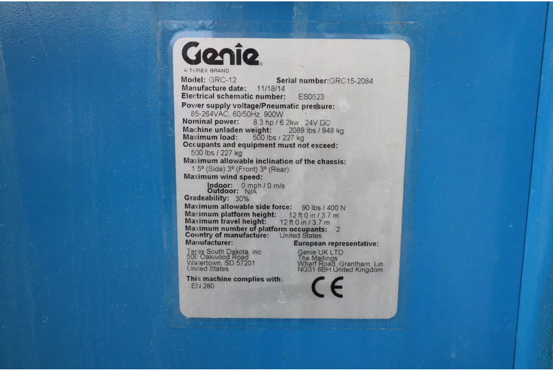 Plataforma aérea Genie GRC-12 | 5.6 METER | 227 KG: foto 15