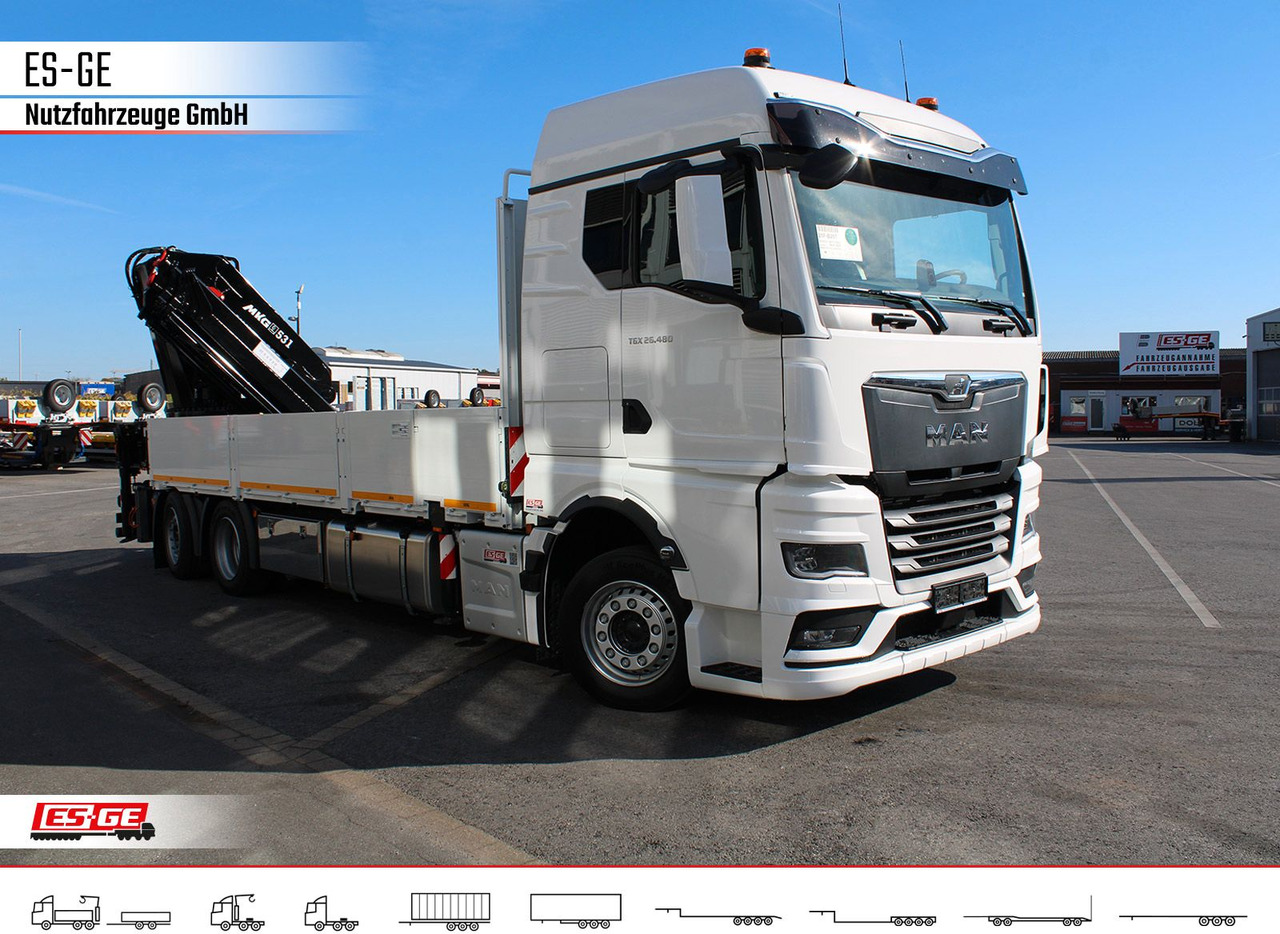 MAN TGX 26.480 6x2-4 LL, MKG-Ladekran HLK531 a5 - Camião de caixa aberta/ Plataforma, Camião grua: foto 3 MAN TGX 26.480 6x2-4 LL, MKG-Ladekran HLK531 a5 - Camião de caixa aberta/ Plataforma, Camião grua: foto 3