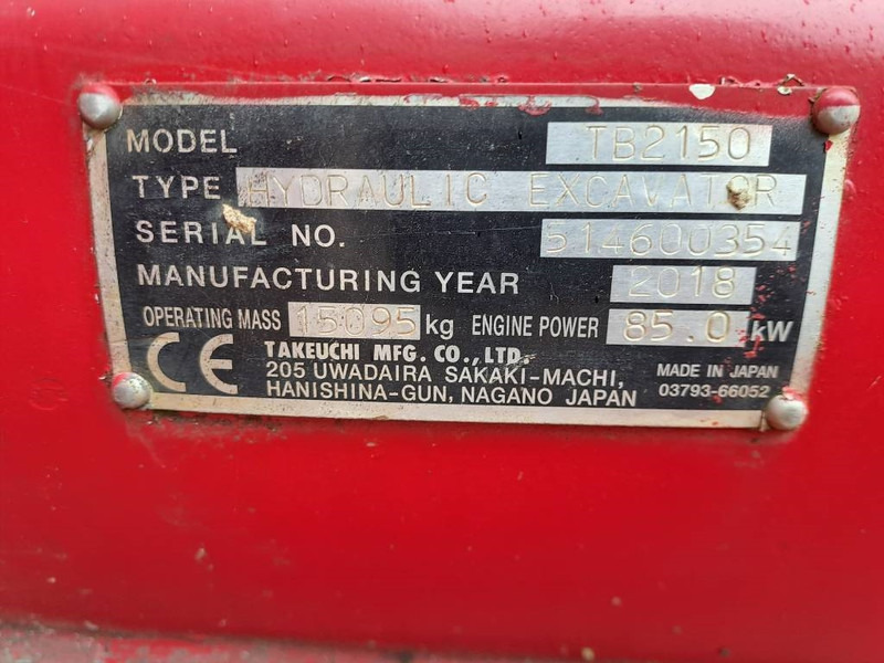Escavadora de rastos Takeuchi TB 2150: foto 12