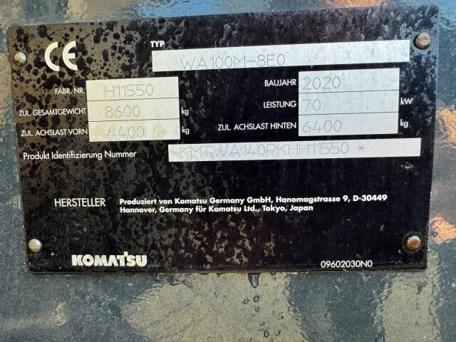 Komatsu WA 100M-8E0 Radlader 8 Ton - 3931 H - 0,75m³ - Pá carregadora de rodas: foto 5 Komatsu WA 100M-8E0 Radlader 8 Ton - 3931 H - 0,75m³ - Pá carregadora de rodas: foto 5