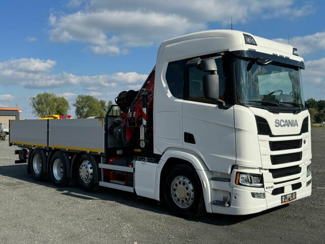 Scania R540 8x2/4 Pritsche mit Kran FASSI F365 - Camião grua, Camião de caixa aberta/ Plataforma: foto 1 Scania R540 8x2/4 Pritsche mit Kran FASSI F365 - Camião grua, Camião de caixa aberta/ Plataforma: foto 1