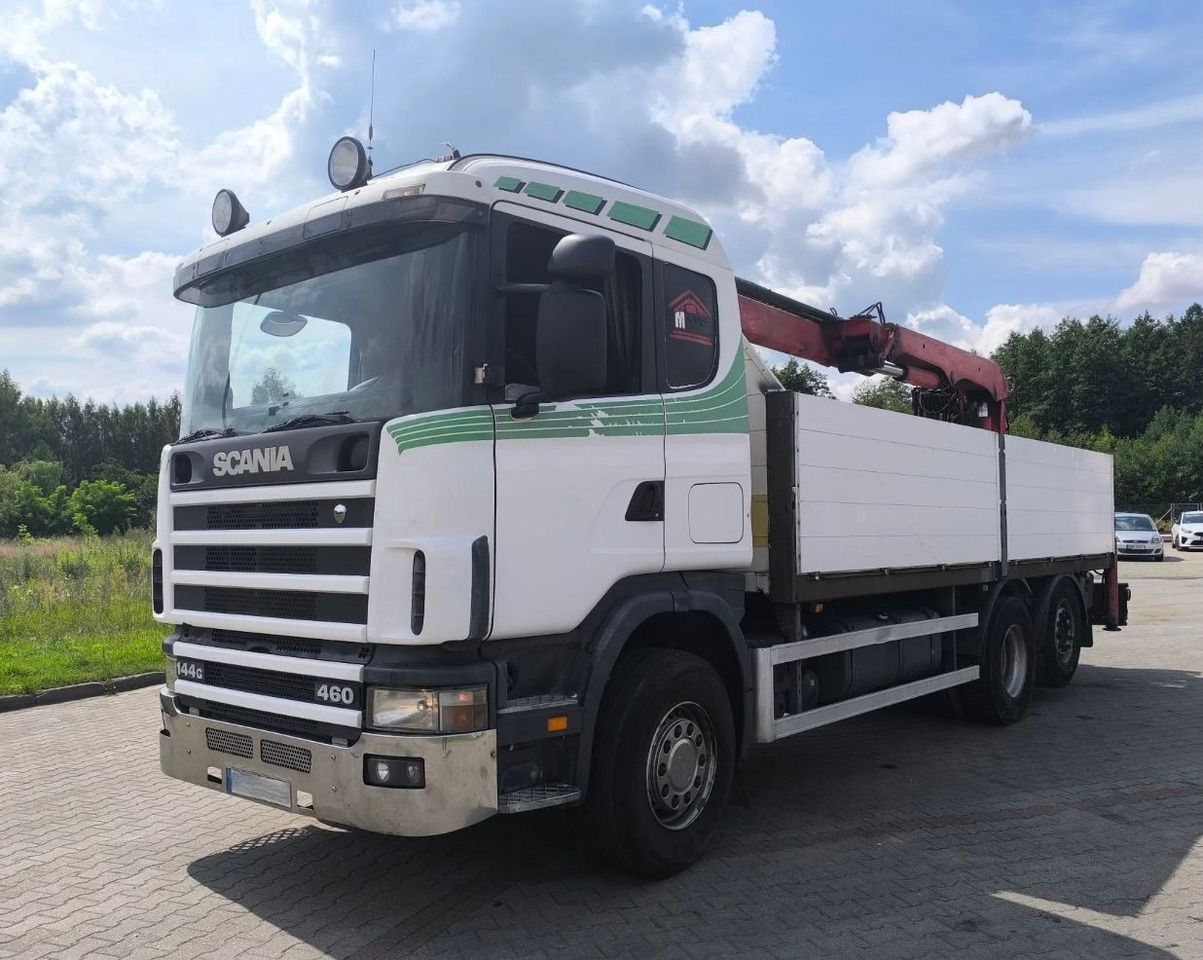SCANIA 144.460 - Camião de caixa aberta/ Plataforma, Camião grua: foto 3 SCANIA 144.460 - Camião de caixa aberta/ Plataforma, Camião grua: foto 3