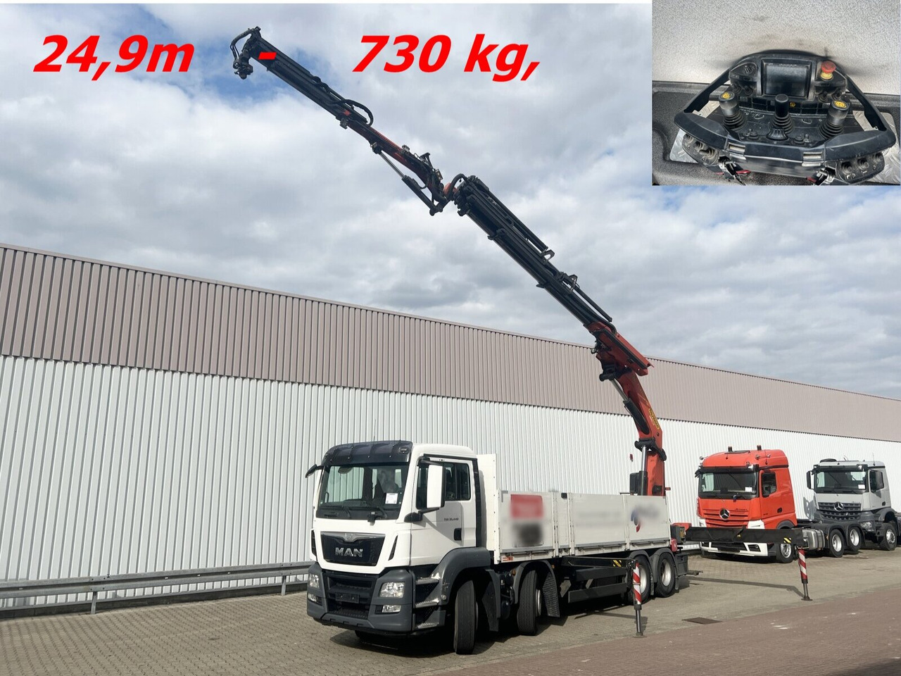 MAN TGS 35.440 8x4 BL TGS 35.440 8x4 BL, Navi, Heckkran Palfinger PK42002 SH-F + Jip PJ 060 B, 24,9m-730kg, Funk - Camião grua, Camião de caixa aberta/ Plataforma: foto 1 MAN TGS 35.440 8x4 BL TGS 35.440 8x4 BL, Navi, Heckkran Palfinger PK42002 SH-F + Jip PJ 060 B, 24,9m-730kg, Funk - Camião grua, Camião de caixa aberta/ Plataforma: foto 1