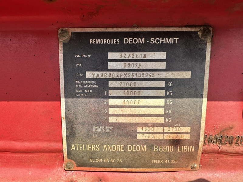 Reboque transportador de contêineres/ Caixa móvel DEOM - SCHMIT R202P 2-AS CONTAINER TRANSPORT - BPW - GOEDE BANDEN - LUCHTVERING - BELGISCHE PAPIEREN: foto 18