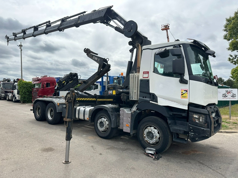Renault C460 8x4 HOOKLIFT + CRANE HIAB 288 E-6 HIDUO - RADIO - 5/6 F - STEEL SPRING / HUB REDUCTION - Camião polibenne, Camião grua: foto 1 Renault C460 8x4 HOOKLIFT + CRANE HIAB 288 E-6 HIDUO - RADIO - 5/6 F - STEEL SPRING / HUB REDUCTION - Camião polibenne, Camião grua: foto 1
