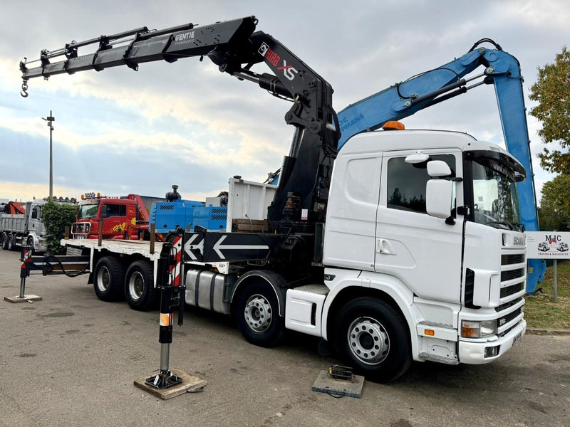 Scania 114C-380 8x4 PRITSCHE + KRAN HIAB 700 E-5 - PLATFORM 6m80 + TWISTLOCKS - MANUAL - RETARDER - STEEL SPRING / BIG AXLE HUB REDUCTION  - AP ACHSEN - Camião de caixa aberta/ Plataforma, Camião grua: foto 1 Scania 114C-380 8x4 PRITSCHE + KRAN HIAB 700 E-5 - PLATFORM 6m80 + TWISTLOCKS - MANUAL - RETARDER - STEEL SPRING / BIG AXLE HUB REDUCTION  - AP ACHSEN - Camião de caixa aberta/ Plataforma, Camião grua: foto 1