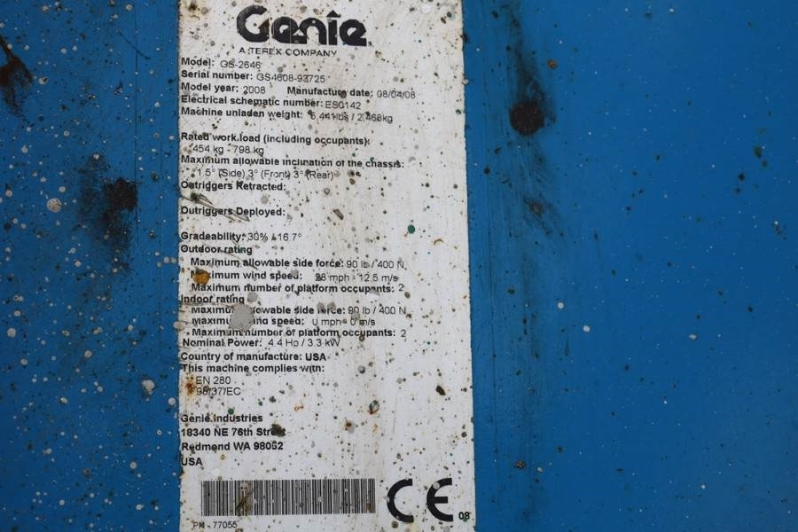 Plataforma de Tijera/ Plataforma de tesoura Genie GS2646 Electric, Working Height 9.80m, Capacity 45: foto 7