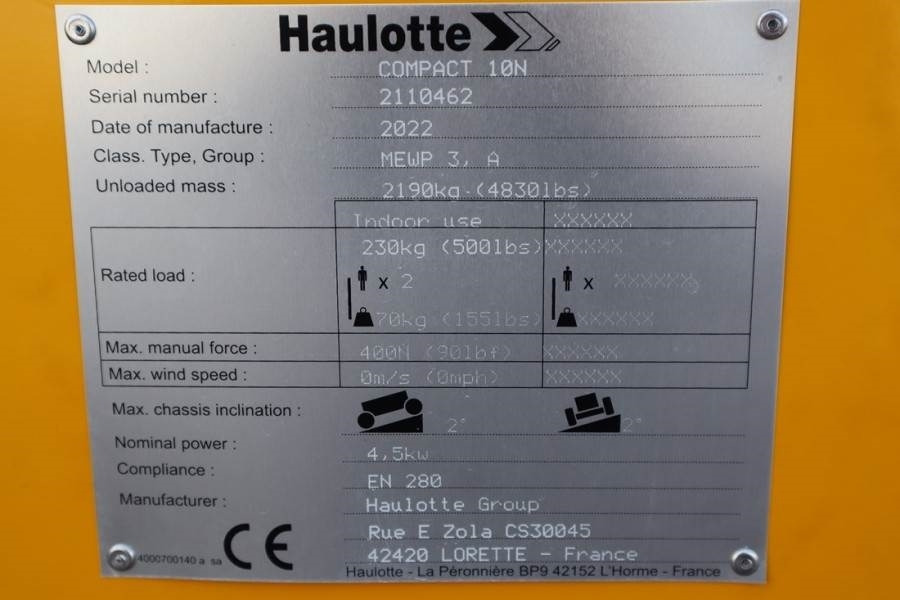Haulotte Compact 10N Valid Iinspection, *Guarantee! 10m Wor  - Plataforma de Tijera/ Plataforma de tesoura: foto 4 Haulotte Compact 10N Valid Iinspection, *Guarantee! 10m Wor  - Plataforma de Tijera/ Plataforma de tesoura: foto 4